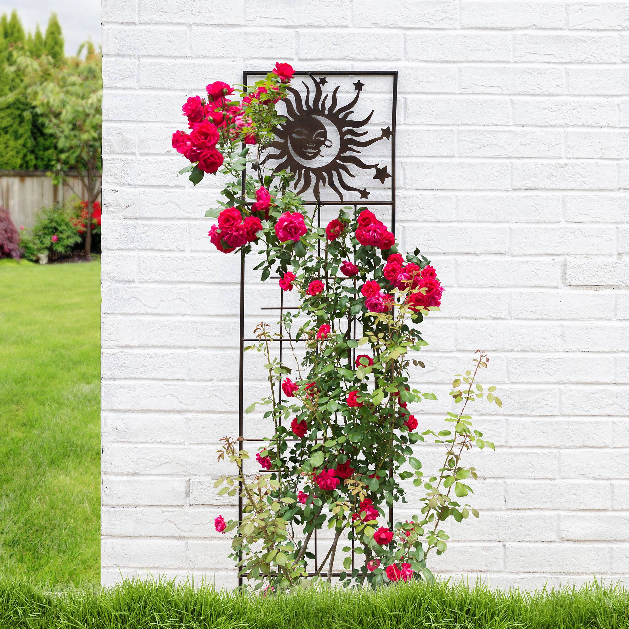 Glitzhome® 48" Painted Metal Sun Garden Trellis Stakes